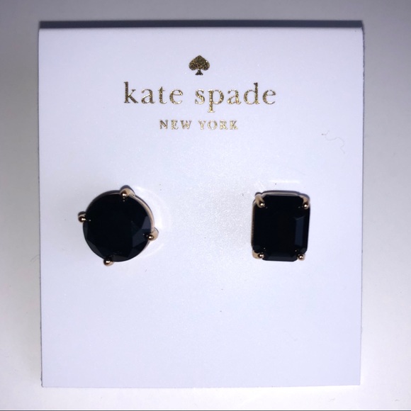 Kate Spade Black Mismatched Faceted Stud Earrings - Picture 3 of 7